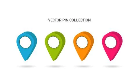 Vector pin collection. Map pin set. Location point colorful. Vector Stock Illustration