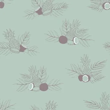 Vector Pina Colada Compositions in Retro Colors seamless pattern background. Stock Illustration
