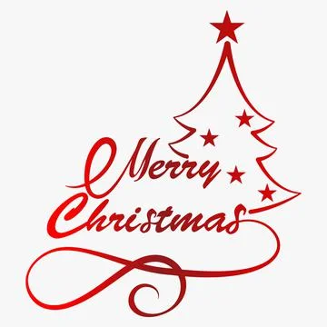 Vector of Pine Christmas Tree, Merry Christmas Typographic Poster. Stock Illustration