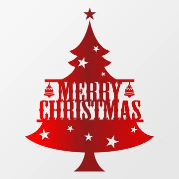 Vector of Pine Christmas Tree, Merry Christmas Typographic Poster. Stock Illustration