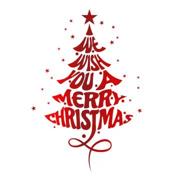 Vector of Pine Christmas Tree, Merry Christmas Typographic Poster. Stock Illustration