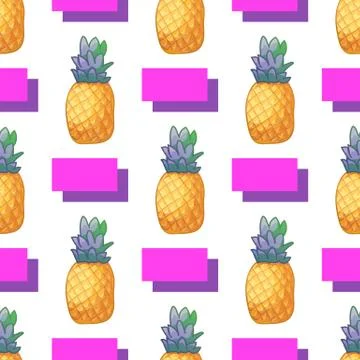 Vector pineapple cute pattern 스톡 일러스트