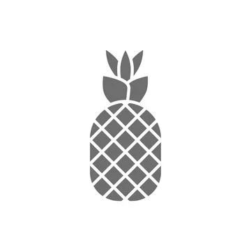 Vector pineapple, fruit grey icon. Isolated on white background Stock Illustration