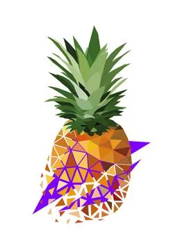 Vector pineapple in low poly style Stock Illustration