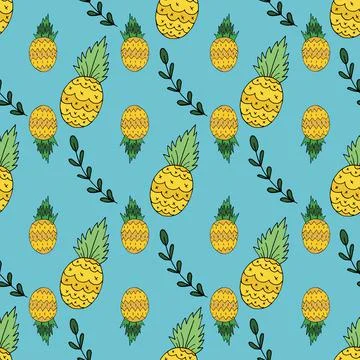 Vector pineapple repeat pattern design background illustration Stock Illustration