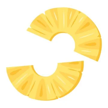 Vector Pineapple ring halves slice icon set. chopped ananas flat style Stock Illustration