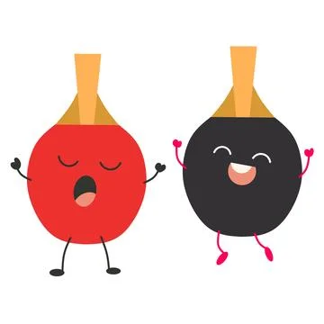 Vector Pingpong Racket Character. Smile, Be Happy and Sing.  Stock Illustration