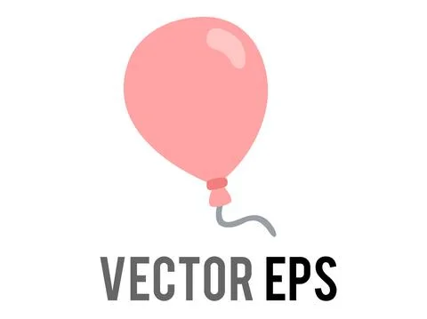 Vector pink air balloon on string icon, congratulations, celebration, happy b Illustrazione stock