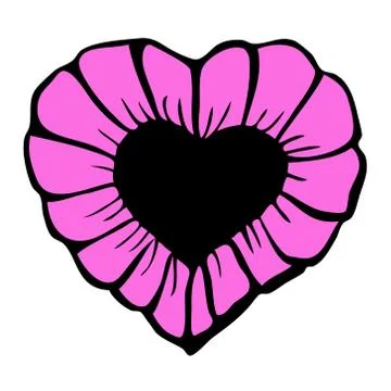 Vector Pink and black beautiful heart, hand drawn with ink, gothic style, tat Illustrazione stock