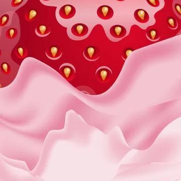 Vector pink and strawberry close-up view. Stock Illustration