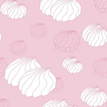 Vector pink background with contour zephir. Seamless pattern Stock Illustration