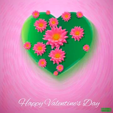 Vector. Pink background. Postcard heart. Valentine's day. I love you Stock Illustration