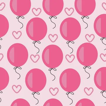 Vector pink balloons seamless pattern Illustrazione stock