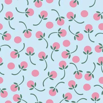 Vector pink berries seamless pattern Stock Illustration