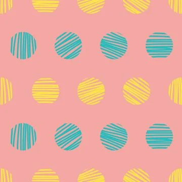 Vector pink circles with brush texture pattern. Surface pattern design. Surfa Stock Illustration