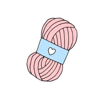 Vector pink colored knitting threads Illustrazione stock