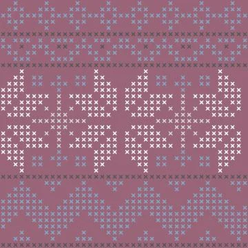 Vector pink cross stitch winter seamless pattern print background. Stock Illustration