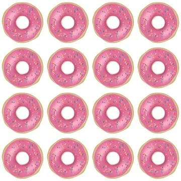Vector pink donut seamless pattern Stock Illustration