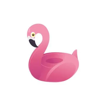 Vector pink flamingo inflatable pool ring buoy Illustrazione stock
