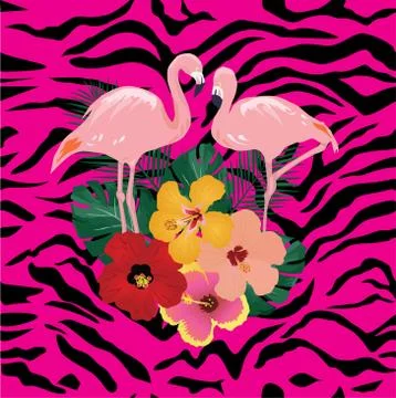 Vector pink flamingos Stock Illustration