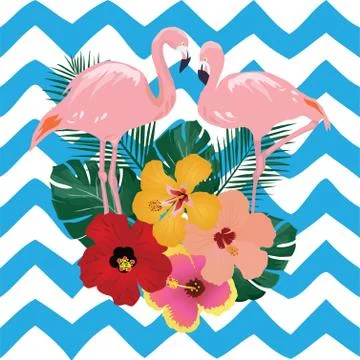 Vector Pink Flamingos Stock Illustration