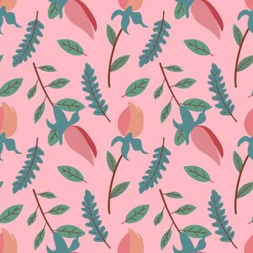 Vector pink floral seamless pattern. . Seamless floral pattern background vec Illustrazione stock