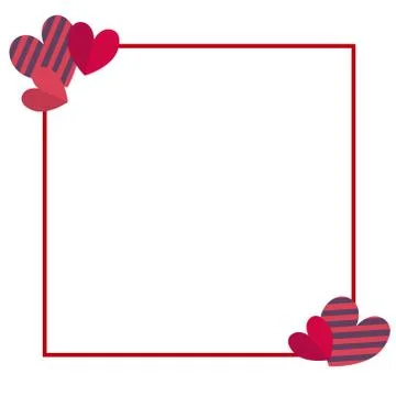 Vector Pink Frame with flat textured Hearts Stock Illustration