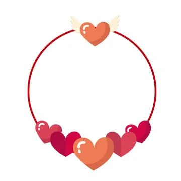 Vector Pink Frame with flat textured Hearts Stock Illustration