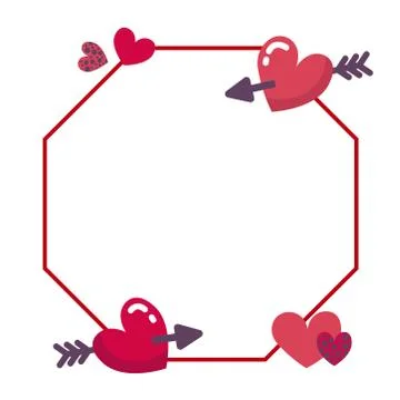 Vector Pink Frame with flat textured Hearts Stock Illustration