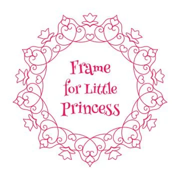 Vector Pink Frame with Hearts over white Stock Illustration