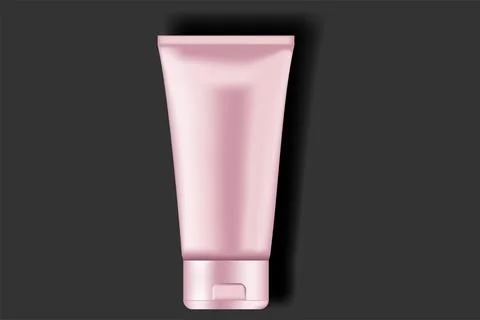Vector. Pink glossy plastic tube for medicine or cosmetics: gal, skin care, Stock Illustration
