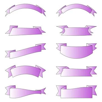 Vector pink gradient ribbon banners set on white Stock Illustration