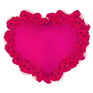 Vector Pink heart edged with red roses.EPS 10 Stock Illustration