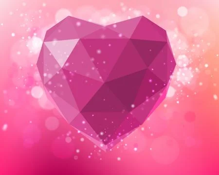 Vector pink heart of polygons Stock Illustration