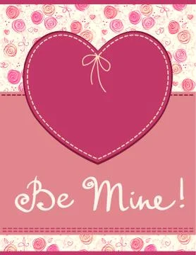Vector pink heart textile label Stock Illustration