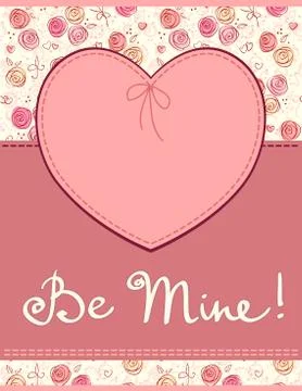 Vector pink heart textile label Stock Illustration