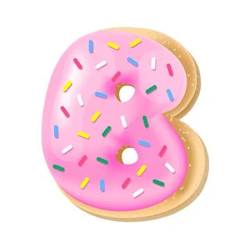 Vector pink letter B from donut alphabet Stock Illustration
