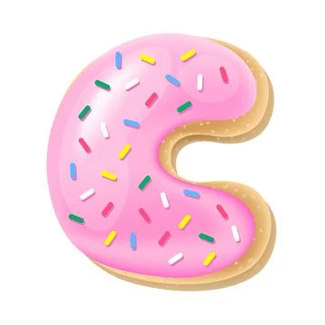 Vector pink letter C from donut alphabet Stock Illustration