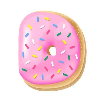 Vector pink letter D from donut alphabet Stock Illustration