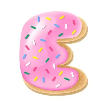 Vector pink letter E from donut alphabet Stock Illustration