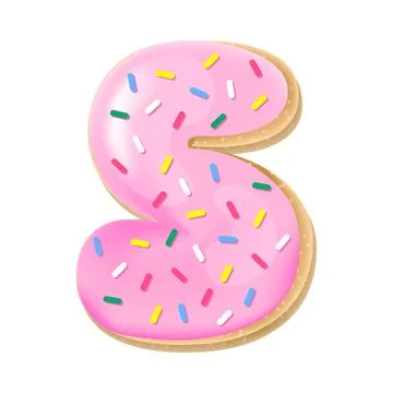 Vector pink letter S from donut alphabet Stock Illustration