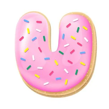 Vector pink letter U from donut alphabet Stock Illustration