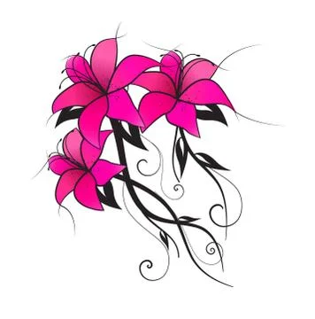 Vector pink lily Stock Illustration