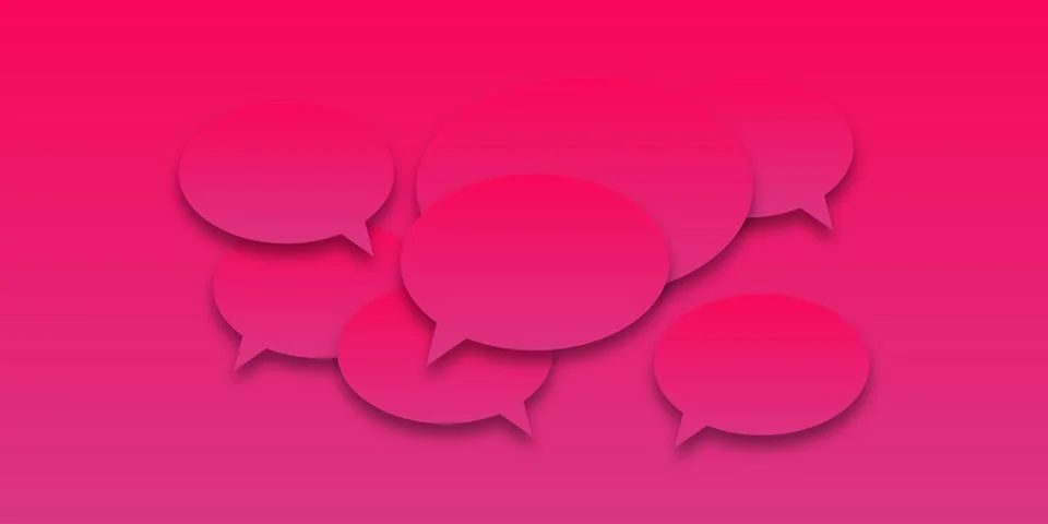 Vector pink or purple gradient sticker set with speech bubbles. Colorful empt Stockillustratie