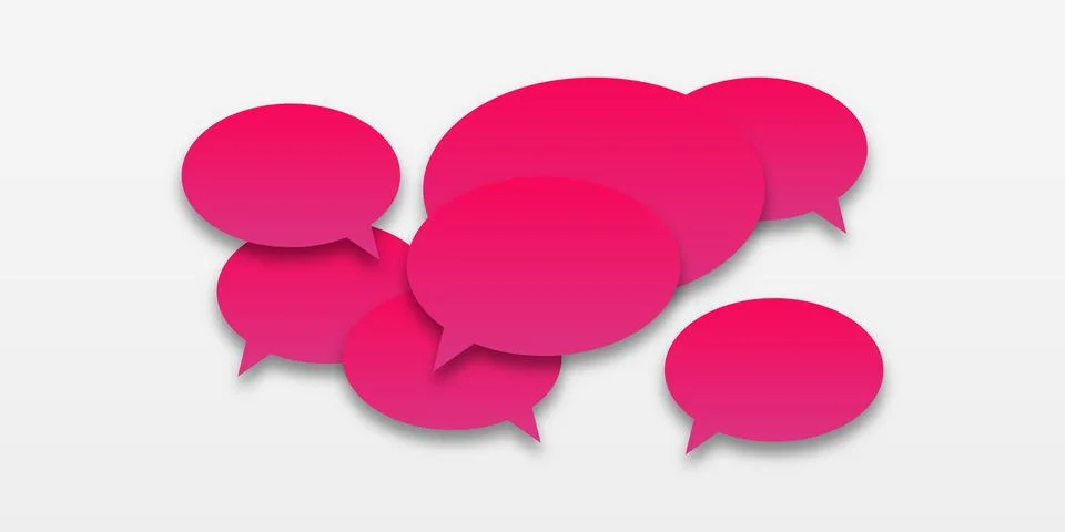 Vector pink or purple gradient sticker set with speech bubbles. Colorful empt Stockillustratie