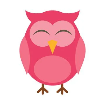 Vector pink owl in flat style 스톡 일러스트