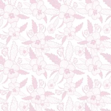 Vector pink pansy texture . Floral vector repeat seamless texture Stock Illustration