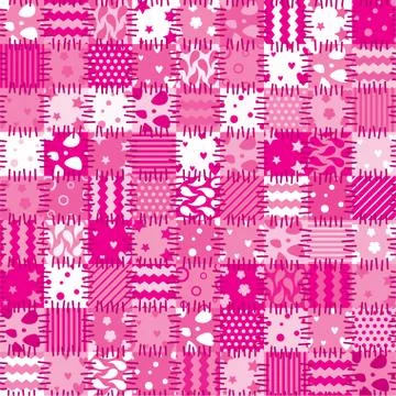 Vector pink patchwork art background Stock Illustration