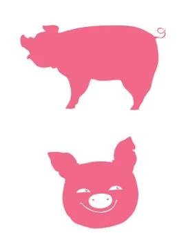 Vector pink pig  silhouette Stock Illustration