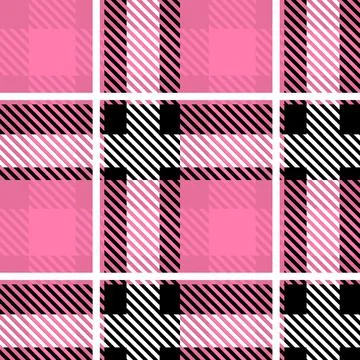 Vector Pink Plaid Check Seamless Pattern in Geometric Abstract Style Can be used Illustrazione stock